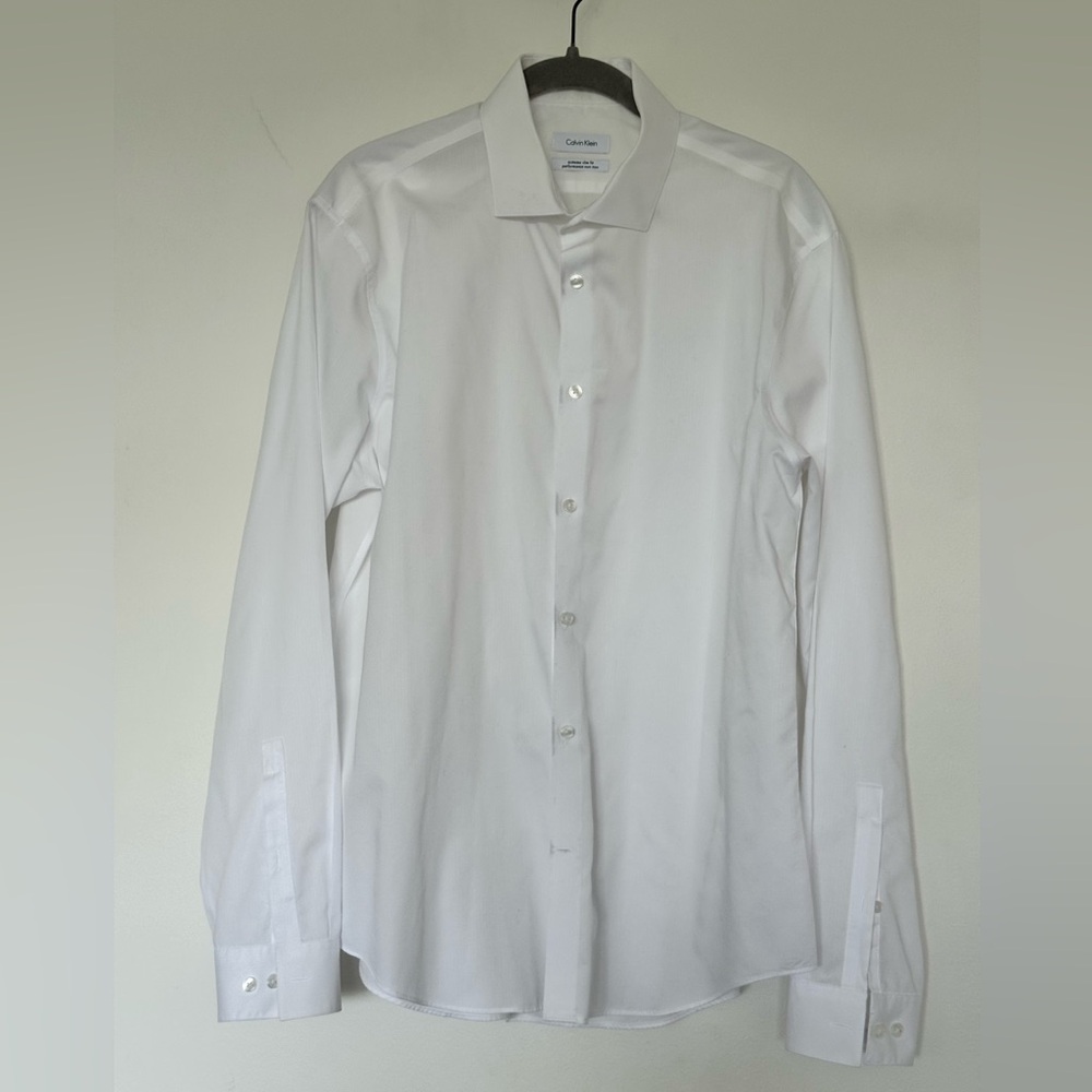 Calvin Klein White Men's Dress Shirt, 100% cotton, Slim fit, size 16.5